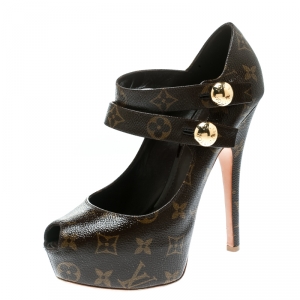 مملوكة مسبقًا Louis Vuitton Monogram Coated Canvas Ritual Fetish Peep Toe Platform Pumps 39