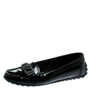 Pre Owned Louis Vuitton Black Patent Leather Oxford Loafers Size 37