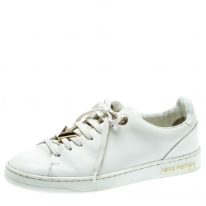 Louis Vuitton White Leather Frontrow Lace Up Sneakers Size 35