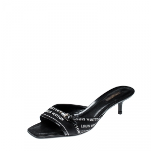 Pre Owned Louis Vuitton Monochrome Canvas Slip On Slides Size 39