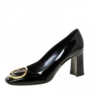 Pre Owned Louis Vuitton Black Patent Leather Madeleine Square Toe Pumps Size 40