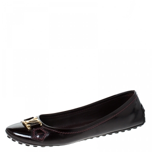 مملوكة مسبقًا Louis Vuitton Burgundy Patent Leather Oxford Ballet Flats