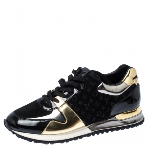 Louis Vuitton Multicolor Monogram Suede and Patent Leather Run Away Lace Up Sneakers Size 40
