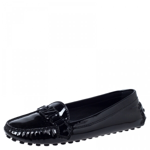 Pre Owned Louis Vuitton Black Patent Leather Oxford Ballet Flats Size 38.5