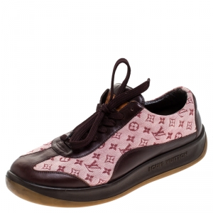 Louis Vuitton Brown/Sepia Monogram Mini Lin and Leather Runners Sneakers Size 39.5