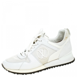 Louis Vuitton White Leather and Mesh Run Away Lace Up Sneakers Size 40
