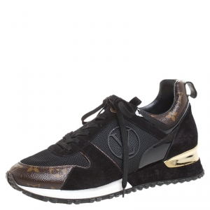 Louis Vuitton Two Tone Mesh And Monogram Canvas Run Away Lace Up Sneakers Size 39