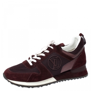 Louis Vuitton Burgundy Suede And Mesh Run Away Sneakers Size 39.5