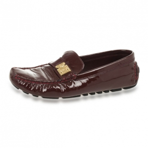 Pre Owned Louis Vuitton Brown Patent Zen Loafers Size 38.5