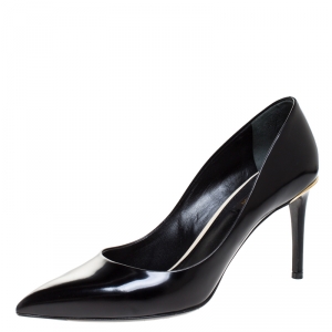 Pre Owned Louis Vuitton Black Leather Eyeline Pointed Toe Pumps Size 39.5