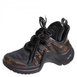 Louis Vuitton Black/Brown Monogram Canvas And Mesh LV Archlight High Top Sneakers Size 36
