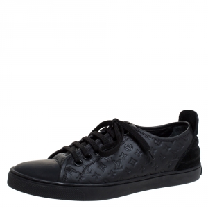 Pre Owned Louis Vuitton Black Monogram Empreinte Leather and Suede Low Top Sneakers Size 37