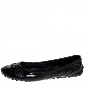 Louis Vuitton Black Patent Leather Oxford Ballet Flats Size 39.5