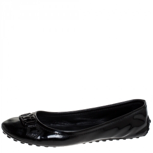 Pre Owned Louis Vuitton Black Patent Leather Oxford Ballet Flats Size 39.5