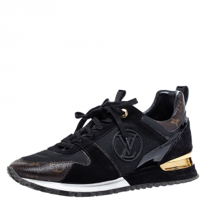 Louis Vuitton Two Tone Mesh And Monogram Canvas Run Away Lace Up Sneakers Size 40
