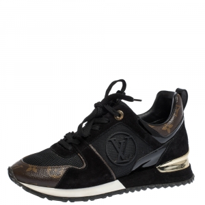Louis Vuitton Two Tone Mesh And Monogram Canvas Run Away Lace Up Sneakers Size 36.5 