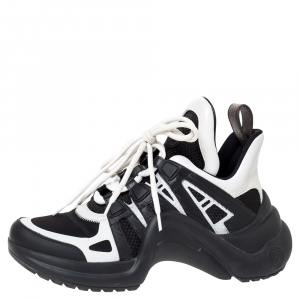 Louis Vuitton White/Black Leather and Mesh LV Archlight Sneakers Size 37