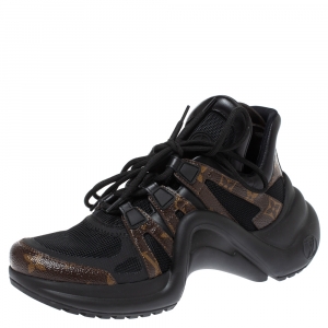 Pre Owned Louis Vuitton Black Monogram Canvas And Mesh LV Archlight Sneakers Size 38