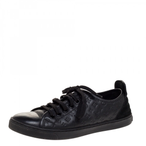 Louis Vuitton Black Monogram Empreinte Leather and Suede Low Top Sneakers Size 37.5