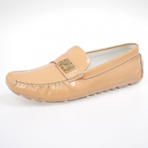 Pre Owned Louis Vuitton Peach Patent Leather Zen Loafers Size 39