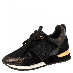 مملوكة مسبقًا Louis Vuitton Black/Brown Monogram Canvas And Mesh Run Away Sneakers Size 37