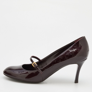 Pre Owned Louis Vuitton Amarante Monogram Vernis Leather Mary Jane Pumps Size 38