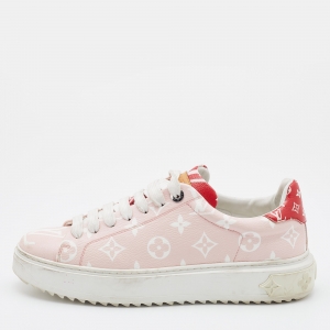 Louis Vuitton Rose Monogram Giant Canvas Time Out Sneakers Size 38.5