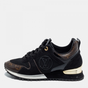 Louis Vuitton Brown/Black Monogram  Leather and Mesh Run Away  Sneakers Size 37