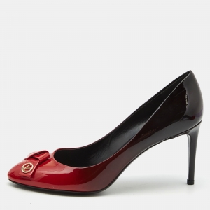 Louis Vuitton Ombre Black/Red Patent Leather Fiance Pumps Size 39