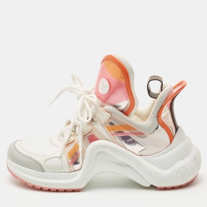 Louis Vuitton White Nylon and Leather Archlight Sneakers Size 38