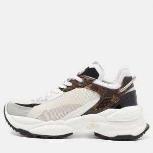 Pre Owned Louis Vuitton Tricolor Mesh and Monogram Canvas Low Top Sneakers Size 38.5