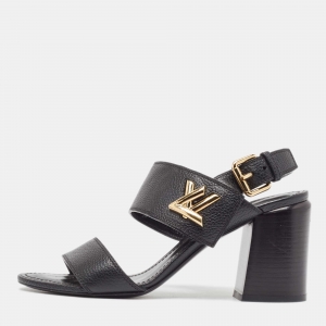 Louis Vuitton Black Leather Horizon Sandals Size 37