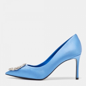 Louis Vuitton Blue Satin Madeleine Pumps Size 37