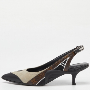 مملوكة مسبقًا Louis Vuitton Monogram Canvas and Suede Archlight Slingback Pumps Size 39