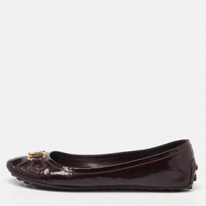 Louis Vuitton Burgundy Patent Leather Oxford Ballet Flats Size 37