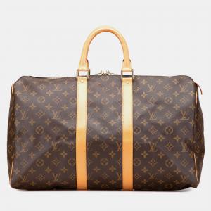 Louis Vuitton Brown Coated Canvas Monogram Keepall 45
