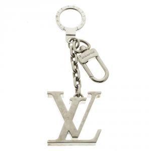 Pre Owned Louis Vuitton Monogram Logo Silver Tone Bag Charm / Key Ring