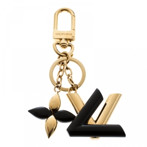 Louis Vuitton LV Twist Black Resin Gold Tone Key Holder / Bag Charm