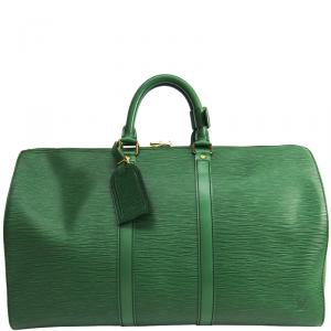 Pre Owned Louis Vuitton Green Epi Leather Keepall 45 Bag