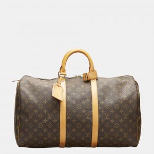 Pre Owned Louis Vuitton Brown Monogram Keepall 50