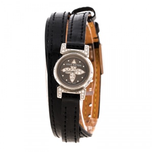 Louis Vuitton Grey Stainless Steel Diamond Tambour Bijou Q151K Women's Wristwatch 18 mm