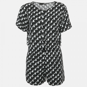 Pre Owned Love Moschino Black Drop Print Short Sleeved Playsuit M