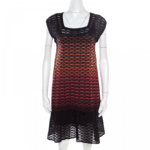 Pre Owned M Missoni Multicolor Fish Scale Patterned Knit Flounce Dress S