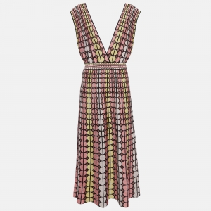 Pre Owned M Missoni Multicolor Patterned Lurex Knit Midi Dress M