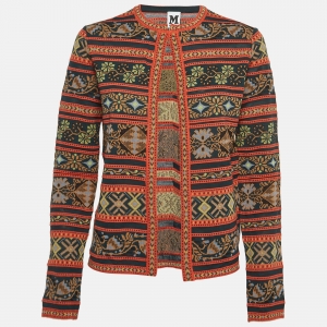 Pre Owned M Missoni Multicolored Patterned Knit Long Sleeve Cardigan M