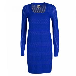 مملوكة مسبقًا M Missoni Blue Knit Long Sleeve Dress S
