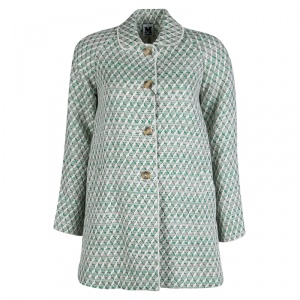 M Missoni White And Green Wicker Infused Basket Weave Jacket S
