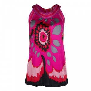 Pre Owned M Missoni Pink Graphic Floral Print Sleeveless Top M