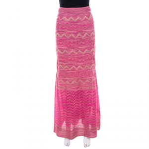 مملوكة مسبقًا  تنورة ماكسي أم ميزوني قصات شيفرون لوريكس وردية S