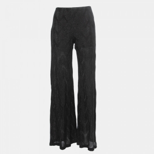 Pre Owned M Missoni Black Lurex Knit Wide Leg Pants S